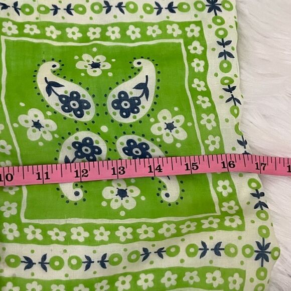 Vintage 60’s Bob Atkinson Lime Green Bandana print Mini Dress S - Picture 11 of 13
